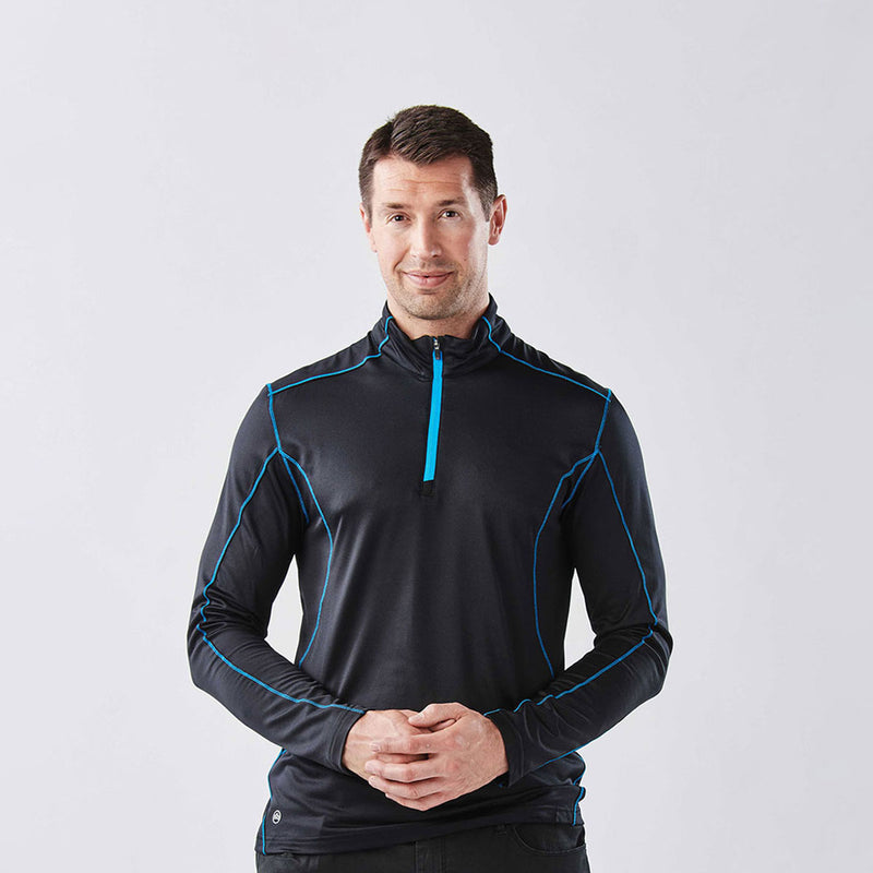 Stormtech Pulse Fleece Pullover Zip Neck Top | Black/Electric Blue