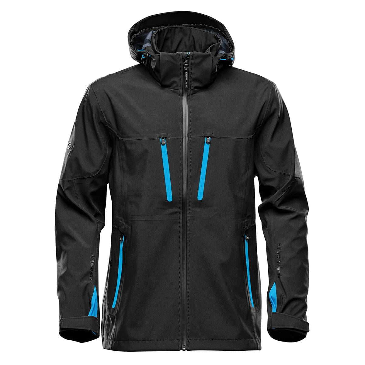 Stormtech Patrol Hooded Soft Shell Jacket | Black/Electric Blue